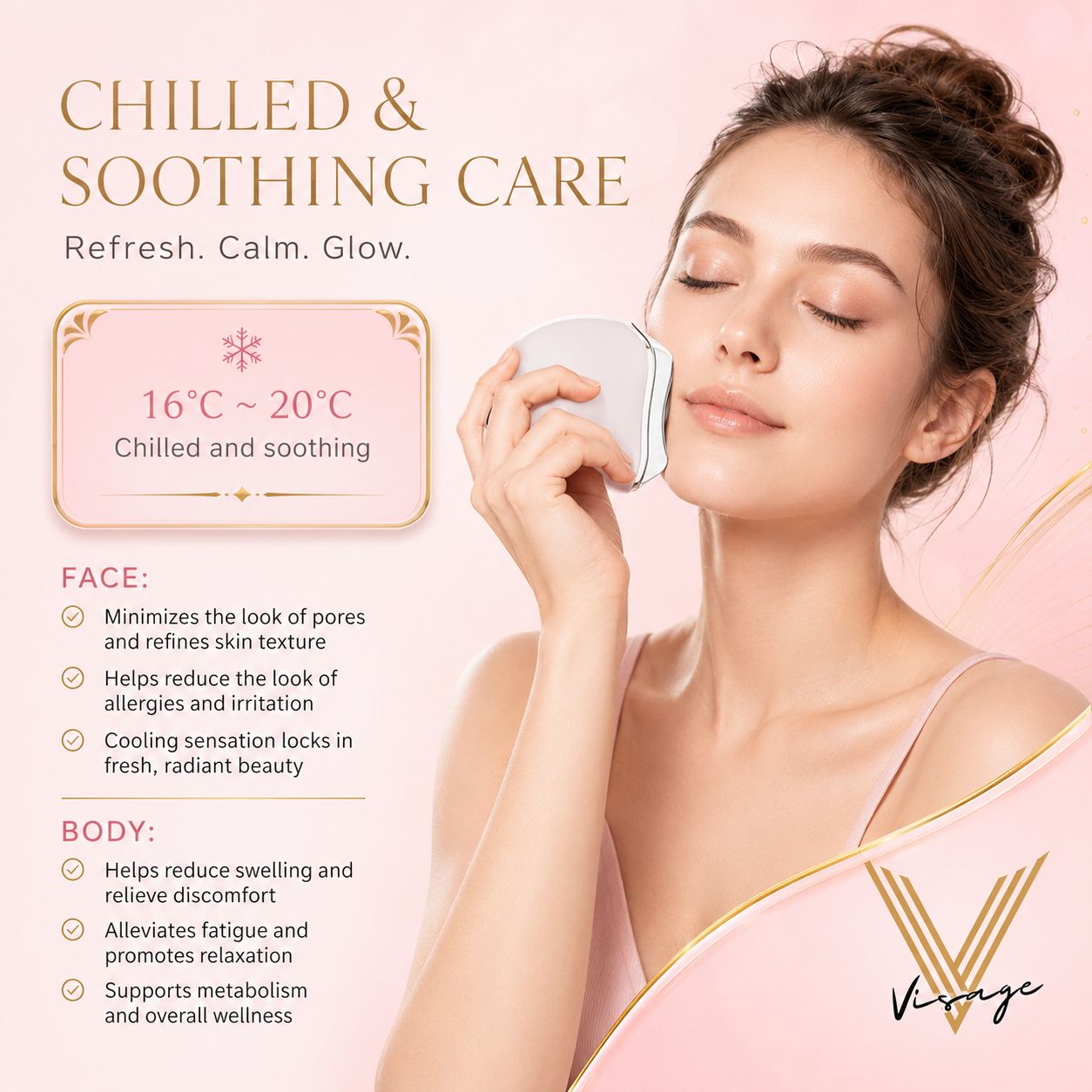 Visage Face Sculpting Massager Gua Sha with Heat Cold and Vibration