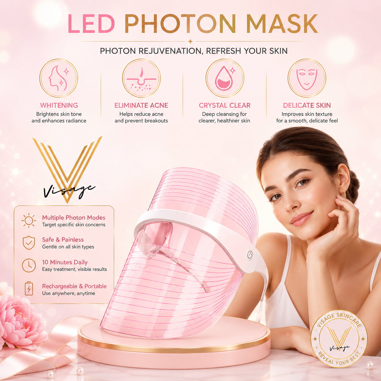 Visage LED Light Therapy Glow Mask
